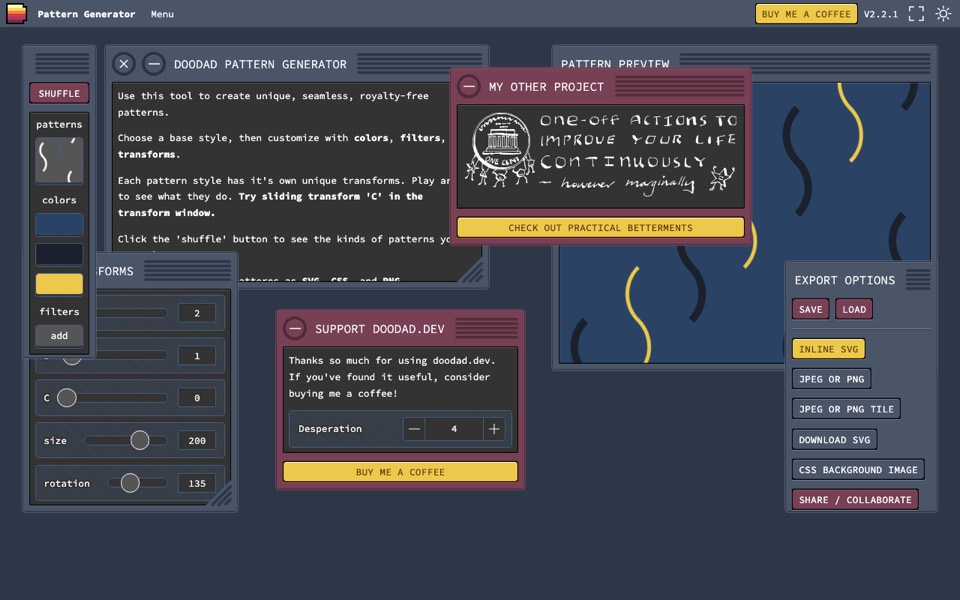 Doodad Pattern Generator’s website