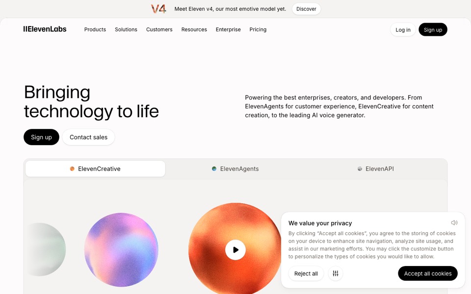ElevenLabs’s website