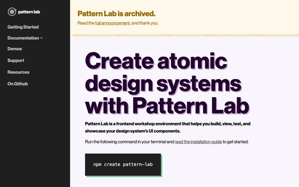 Pattern Lab’s website