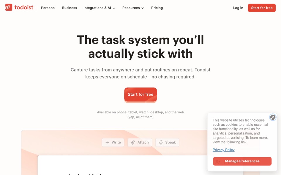 Todoist’s website
