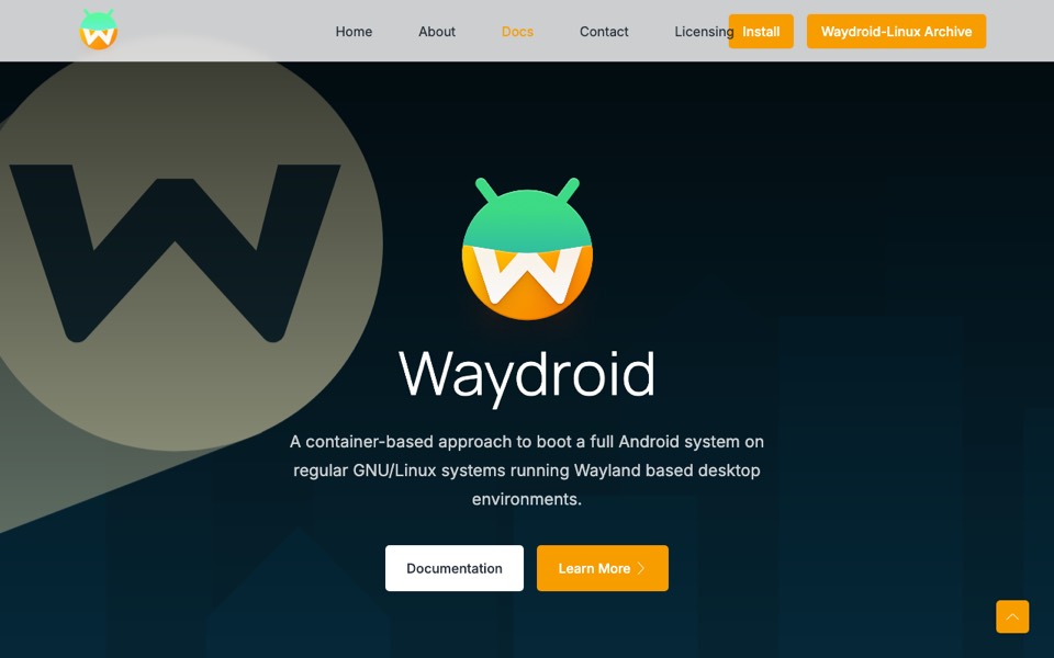 Waydroid’s website